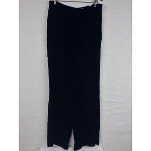 Eddie‎ Bauer Black Velvet Wide Leg Pants Rayon Blend Side Zip Trousers 14T